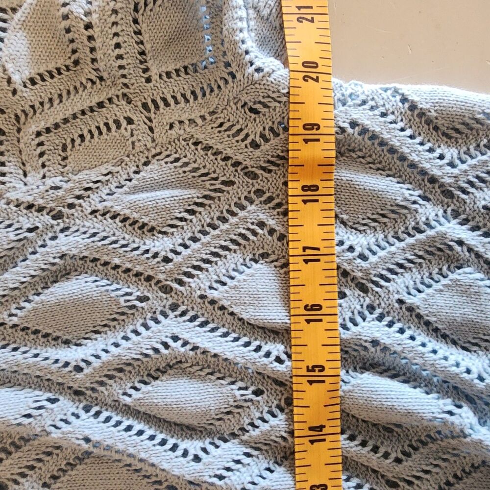 Original Use Mens Blue Crochet Open-Knit Button-Front Collared Cotton Cardigan S - Picture 6 of 7